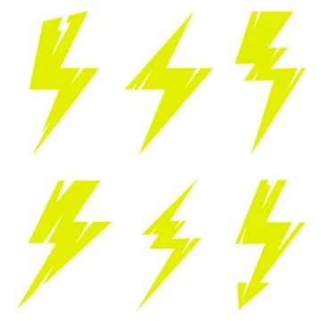 Thunder and Bolt Lighting Polygonal Flash Logo Set Stock Illustration