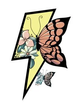 Thunder and butterfly Stock Illustration
