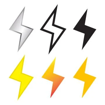 Thunder and Lighting bolt icon in many style Stock Illustration