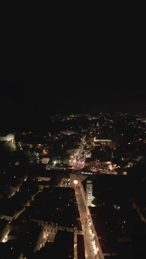 Thunder and Lightnight over Debrovnik Croatia - 4K Aerial Stock Footage 254043553