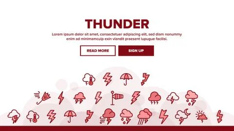 Thunder And Lightning Landing Header Vector Illustrazione stock
