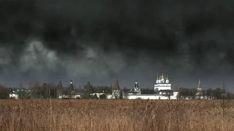 Thunder and Lightning over the Monastery 8K 스톡 동영상 152838568