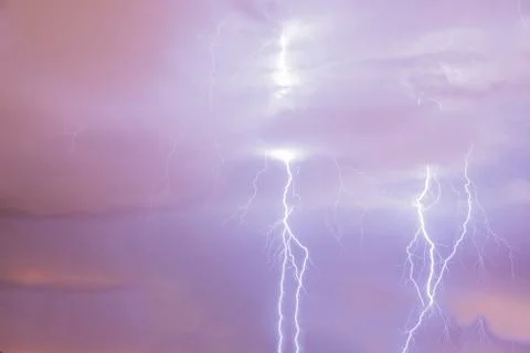 Thunder and lightning storm Stock Photos