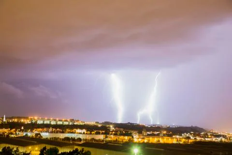 Thunder and lightning storm 写真素材