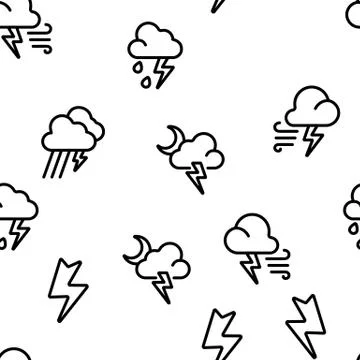 Thunder And Lightning Vector Seamless Pattern 스톡 일러스트