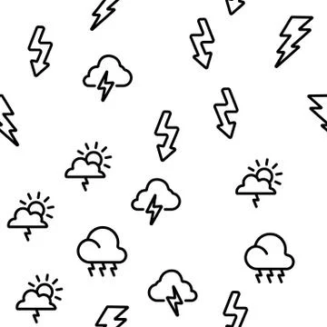 Thunder And Lightning Vector Seamless Pattern Stock Illustration