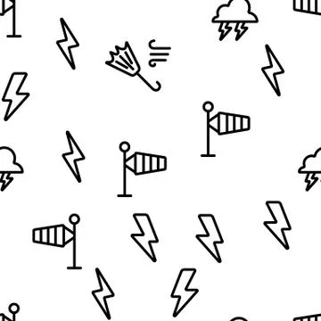 Thunder And Lightning Vector Seamless Pattern イラスト素材