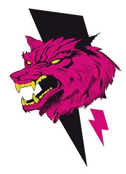 Thunder and wolf Illustrazione stock