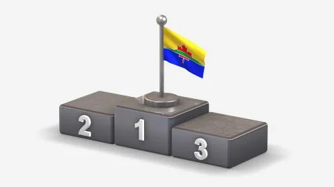 Thunder Bay 3D waving flag illustration on winner podium. Stock Illustration