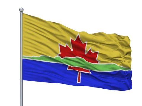 Thunder Bay City Flag On Flagpole, Country Canada, Isolated On White Background, Stock Illustration