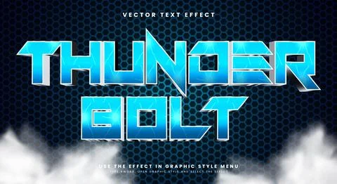 Thunder Bolt 3D editable text effect template 스톡 일러스트