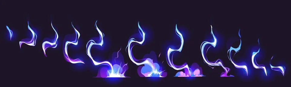 Thunder bolt blue strike, lightning game sprite fx Stock Illustration