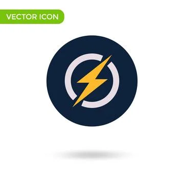 Thunder bolt circle icon. minimal and creative icon isolated on white backgro 스톡 일러스트