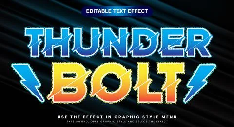 Thunder Bolt editable text effect Template 스톡 일러스트