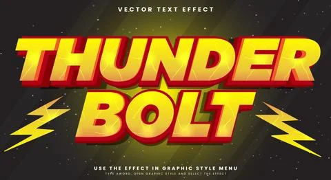 Thunder Bolt editable text effect Template Illustrazione stock