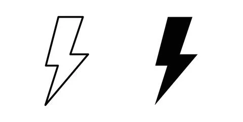 Thunder bolt icon in black and white. vector icon pack for websites Stock Illustration