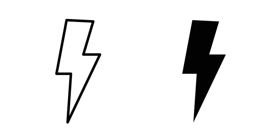 Thunder bolt icon black vector isolated on white Stock Illustration