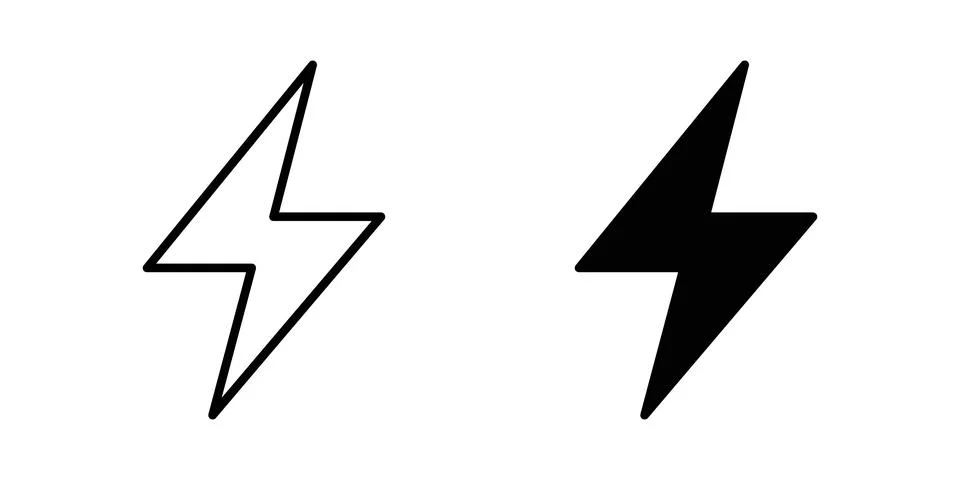 Thunder bolt icon. Outline, flat icons Stock Illustration