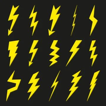 Thunder bolt icon set. Lightning sign. Vector illustration. Stock Illustration