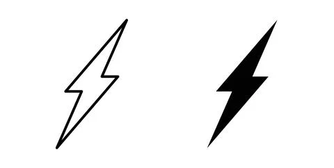 Thunder bolt icon symbol, outline icons Stock Illustration