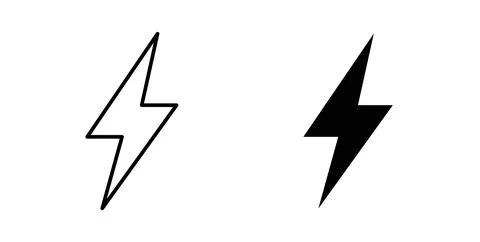 Thunder bolt icon symbol. Vector illustration pack in black color. Stock Illustration