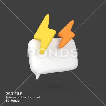Thunder bolt isolated 3d render icon illustration Modello PSD
