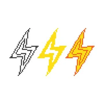 Thunder bolt. Pixel art icon vector illustration Stock Illustration
