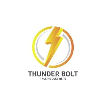 Thunder bolt power logo design template isolated on white background Stock Illustration