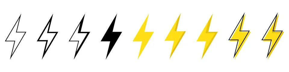 Thunder bolt vector icon. Lightning icons. Electrical sign. Thunderbolt symbol. Stock Illustration