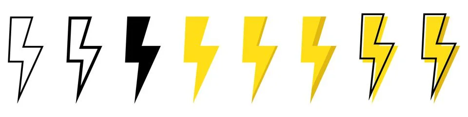 Thunder bolt vector icon. Lightning icons. Electrical sign. Thunderbolt symbol. Stock Illustration