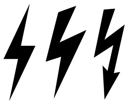 Thunder bolt vector icon set for power energy and warning designs Stock Illustration