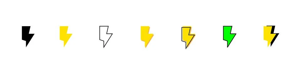 Thunder bolt vector icons set. Electrical sign. Thunderbolt symbol.  스톡 일러스트