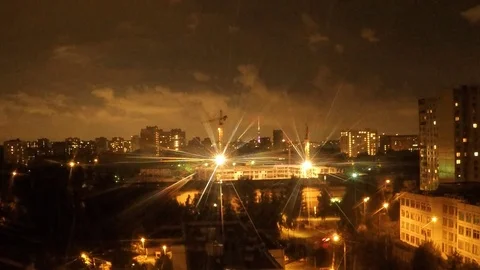 Thunder, buildings And Clouds at Night Timelapse Vidéo 81606047