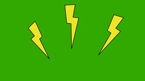 Thunder cartoon in green screen Stock Footage 292033963