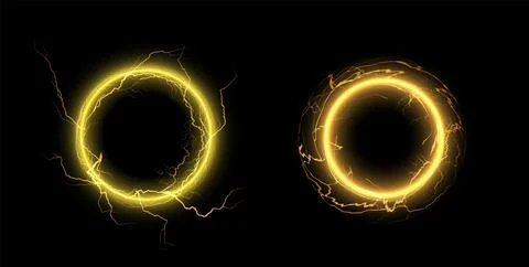 Thunder circle effect vector illustration set Stock Illustration