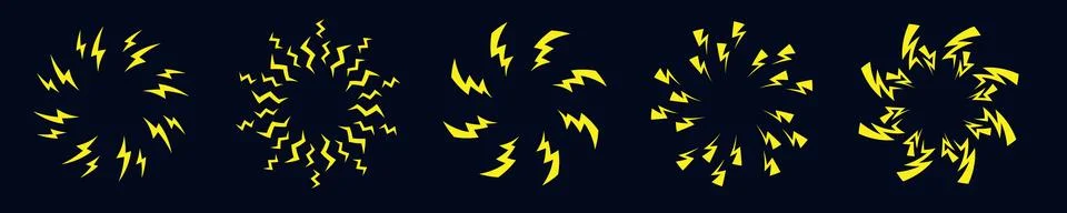 Thunder circle round frame. Battery charge flash bolt. Energy ring Stock Illustration