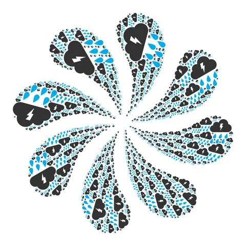 Thunder Cloud Icon Curl Flower 스톡 일러스트