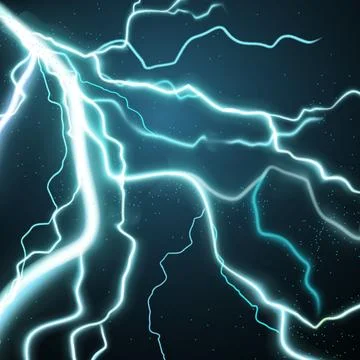 Thunder cloud lightning dark cloudy sky. One stormy day, lightning struck t.. Stock Illustration