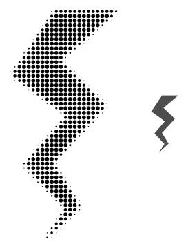 Thunder Crack Halftone Dotted Icon Stock Illustration