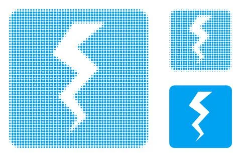 Thunder Crack Halftone Dotted Icon Stock Illustration