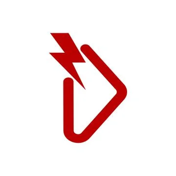 Thunder D red logo and vector icon Stock Illustration