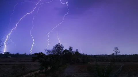Thunder is discharge of the return stroke heats the air around the voltage ch Stock Photos