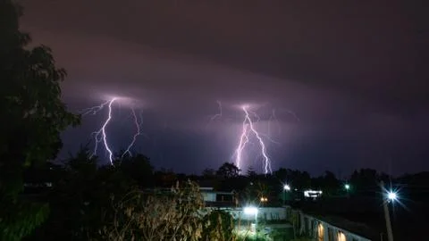 Thunder is discharge of the return stroke heats the air around the voltage ch Stock Photos