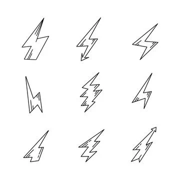 Thunder doodle line vector illustration Stock Illustration