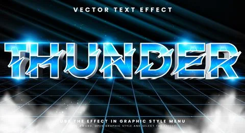 Thunder editable text effect Template Illustrazione stock