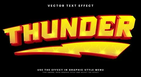 Thunder editable text effect Template Stock Illustration
