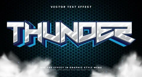 Thunder editable text effect Template Illustrazione stock