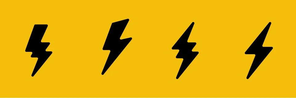 Thunder Energy Flash Bolt Icon Vector Logo Stock Illustration