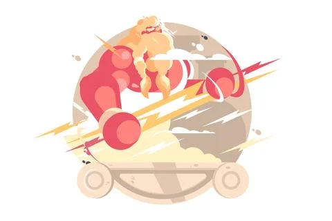 Thunder God Wielding Lightning Bolt Illustrazione stock