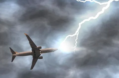 Thunder hits a plane Stock Illustration